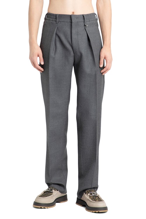Fendi Pleated Wool Trousers In Grey