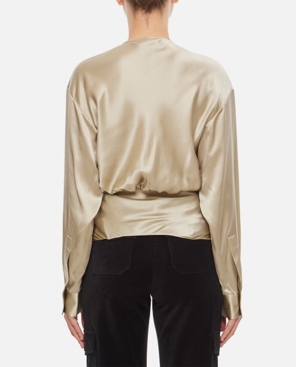Shop Christopher Esber Triquetra Silk Satin Shirt Blouse In Neutrals