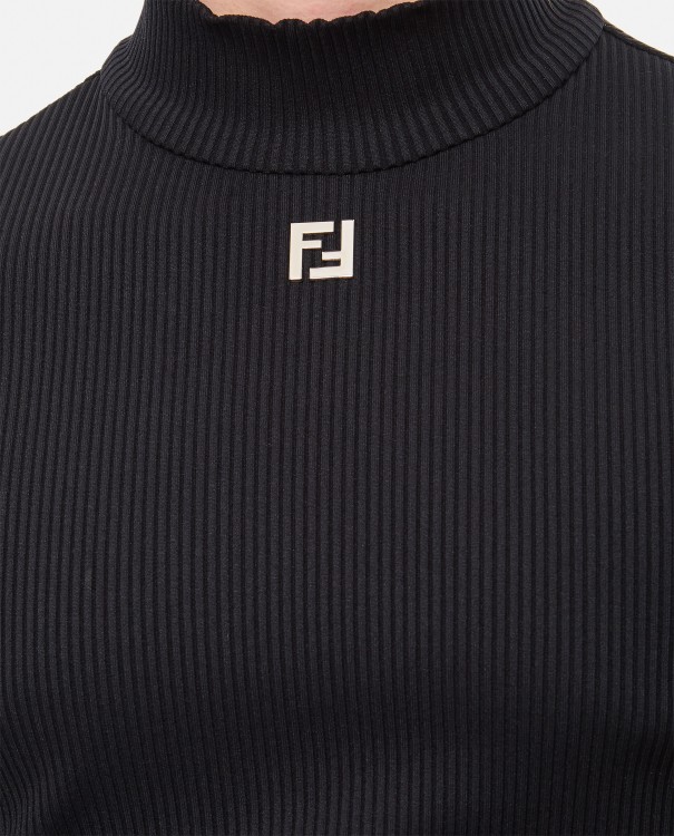 Shop Fendi Ss Ribbed Jersey Turtleneck Knit In Black