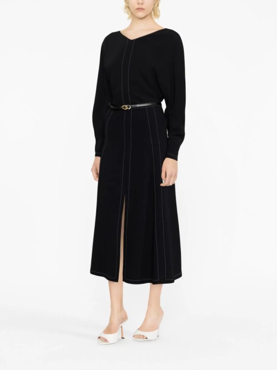 Shop Stella Mccartney Black Front Slit Midi Skirt