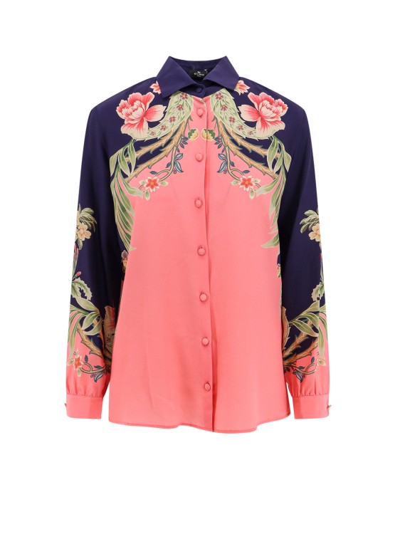 Etro Silk Shirt With Iconic Floral Motif In Pink