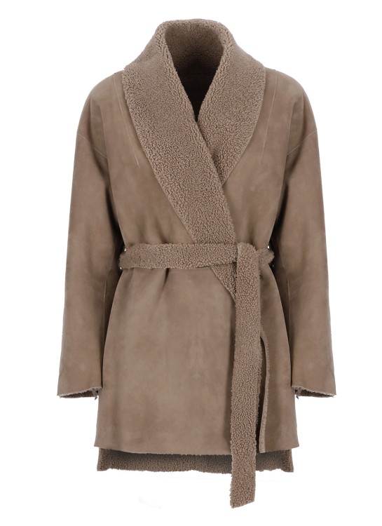 Salvatore Santoro Shearling-trimmed Suede Coat In Brown