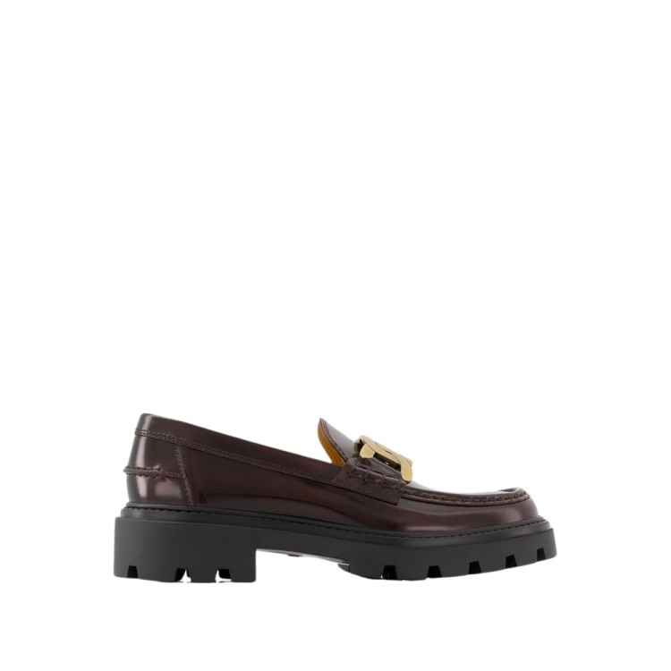 Shop Tod's Heavy Rubber Loafers - Leather - Burgundy