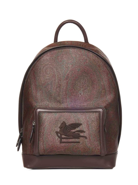 Etro Brown Paisley Jacquard Canvas Backpack