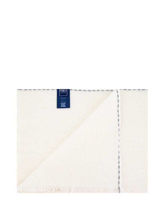 Shop Fedeli Beige Soft Cashmere Scarf In White
