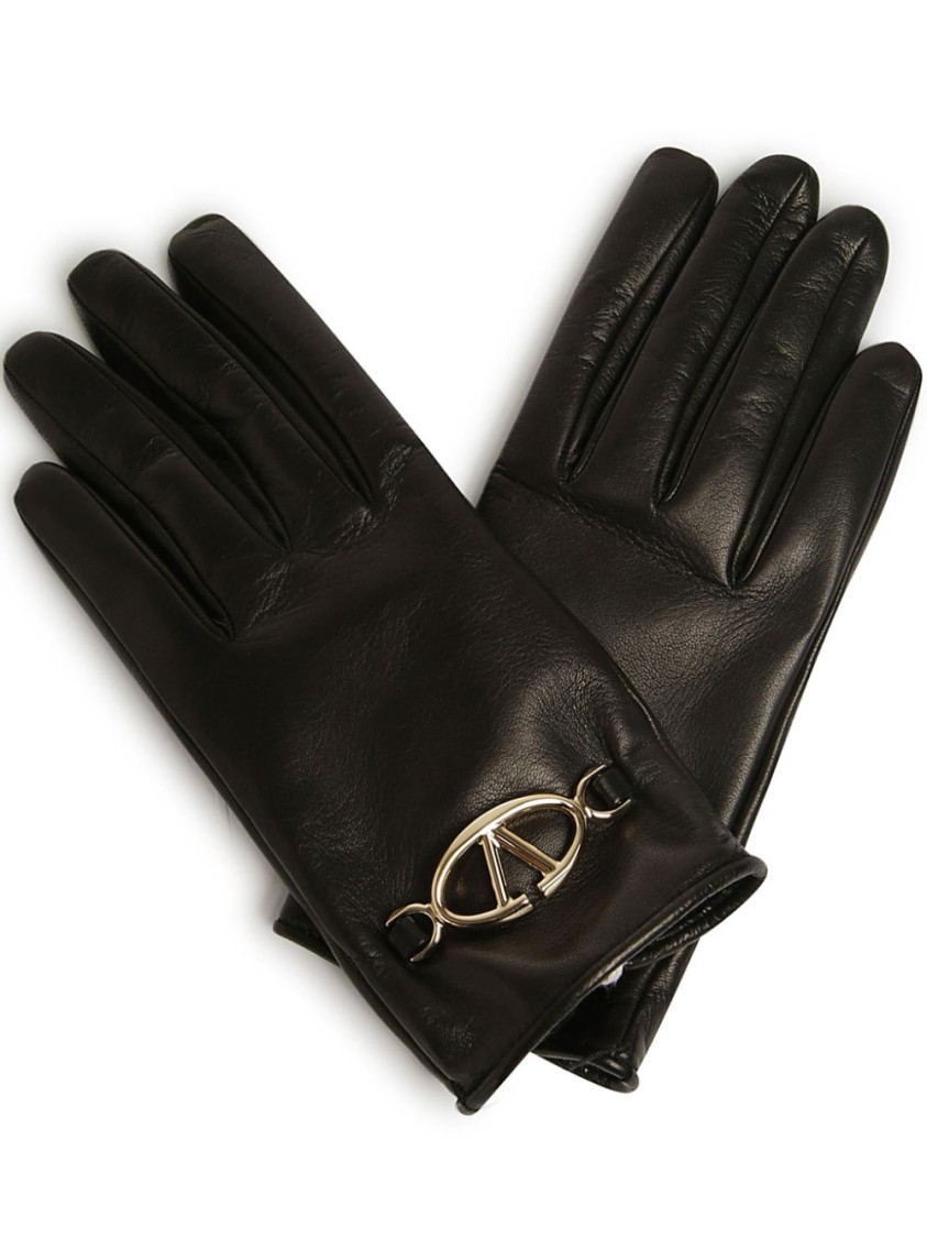 Valentino Luxury Leather Gloves With Elegant Logo Detail And Refined Finish In Black