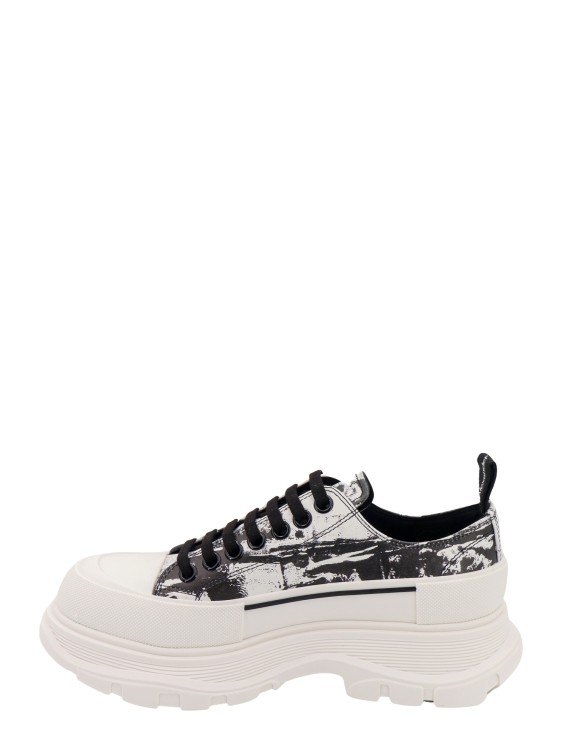 Shop Alexander Mcqueen Leather Sneakers With Fold Print In White