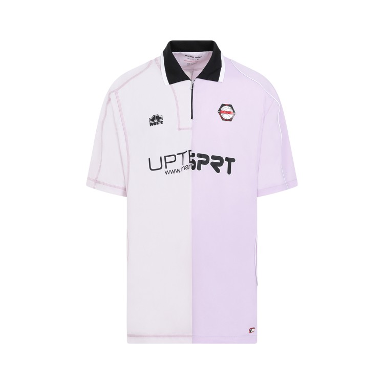 Martine Rose Half And Half Lilac Polyester Football Top In White
