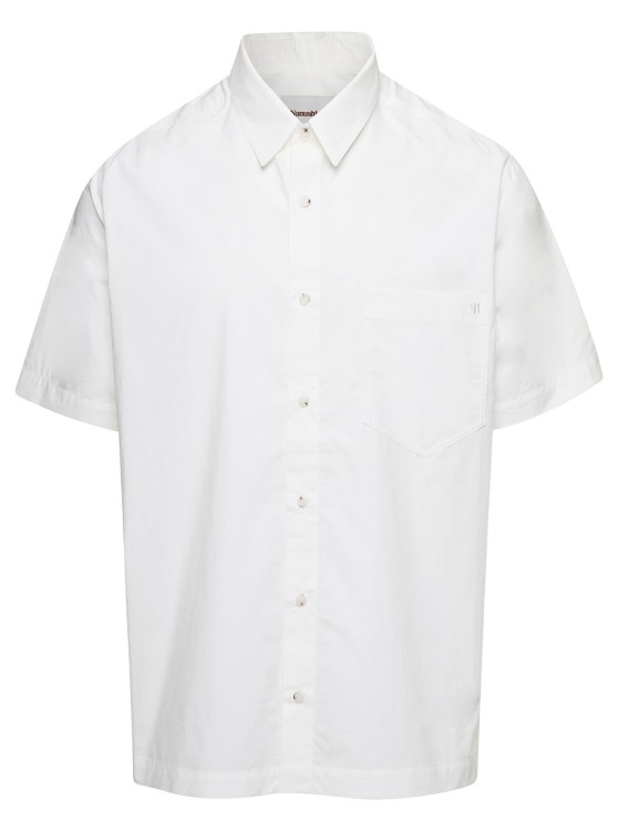 Nanushka Adam' White Short Sleeve Shirt With Tonal Letter Embroidery In Cotton