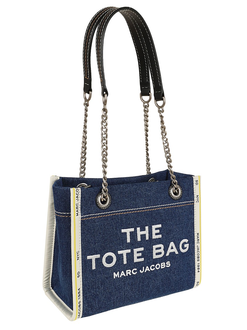 Marc Jacobs The Denim Chain Small Tote Bag In Blue
