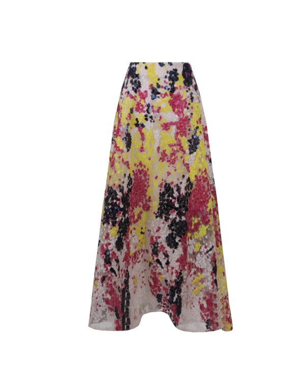 Gemy Maalouf Embroidered Flared Skirt - Midi Skirts In Pink