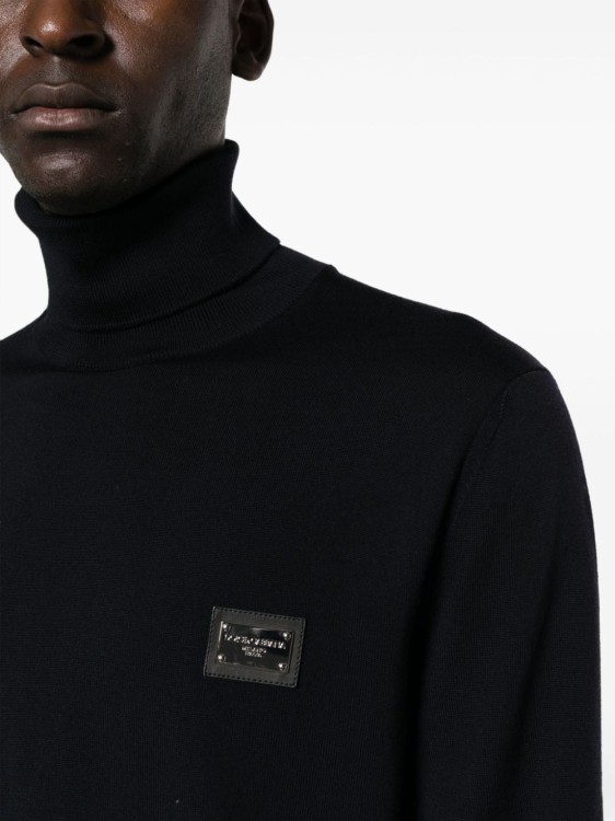 Shop Dolce & Gabbana Logo-patch Roll-neck Jumper In Black