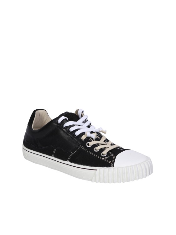 Shop Maison Margiela Canvas, Leather And Suede Trainers In Black