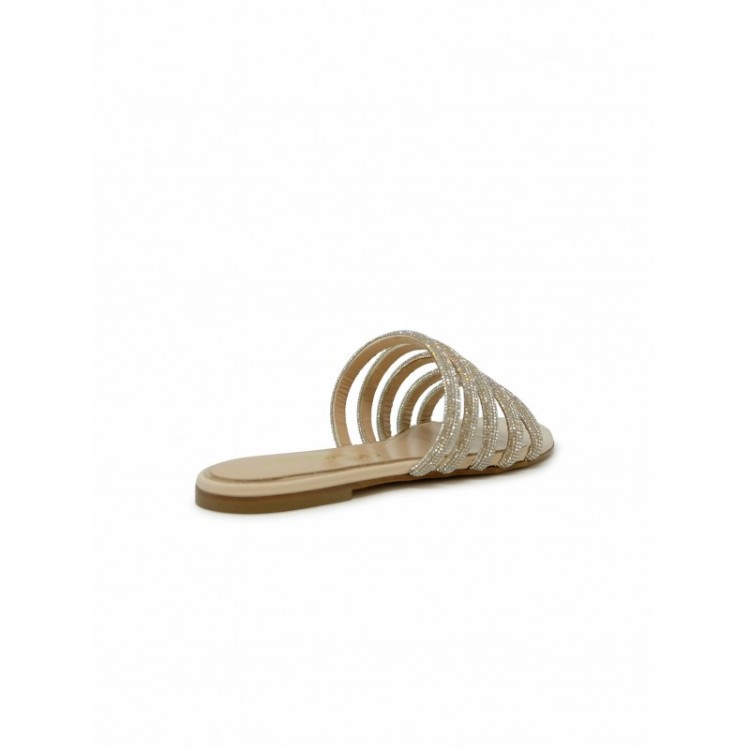 Ninalilou Leather Flat Sandal In Neutrals