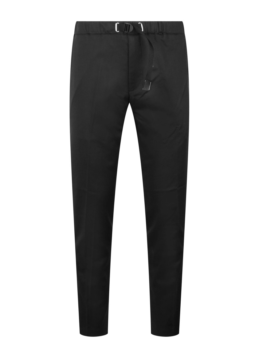 Shop White Sand Elastic Waist Trousers In Black