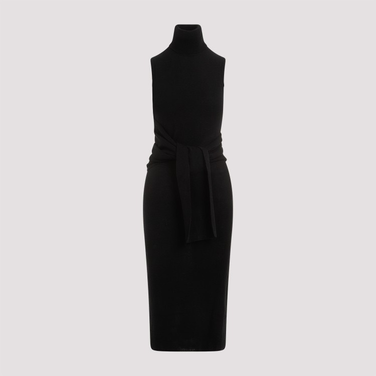 MM6 MAISON MARGIELA MM6 BY MAISON MARGIELA BLACK WOOL MIDI DRESS 