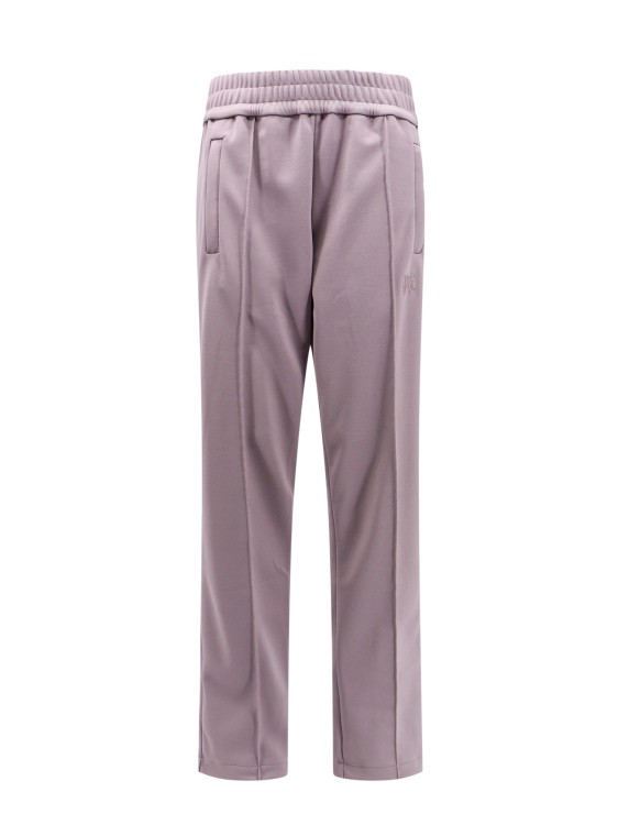Shop Palm Angels Trouser With Iconic Embroidered Monogram In Purple
