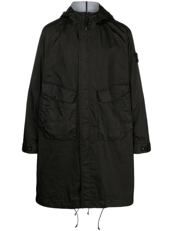 Shop Stone Island Membrana 3l Tc Compass-badge Raincoat In Black