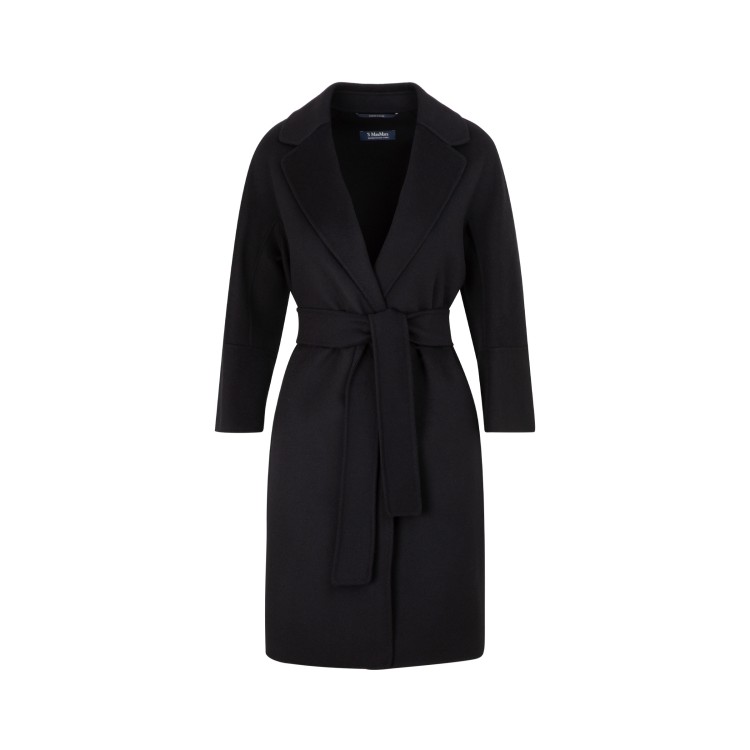 Max Mara Black Arona Wool Coat In Black