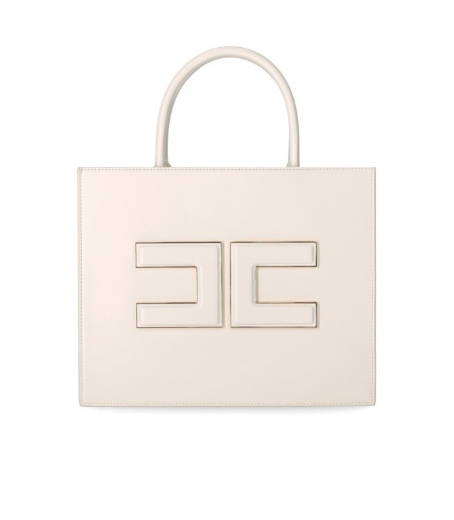 Shop Elisabetta Franchi Butter Handbag With Logo In Neutrals
