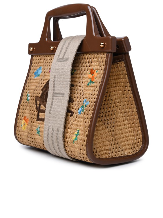 Shop Etro Small 'love Trotter' Multicolor Raffia Bag In Brown