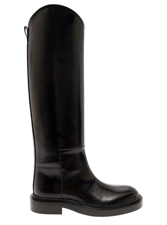 Shop Jil Sander Black Knee Boots In Leather