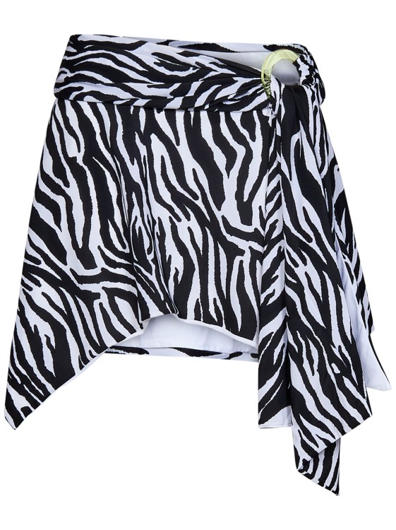 Attico White And Black Mini Skirt In Black
