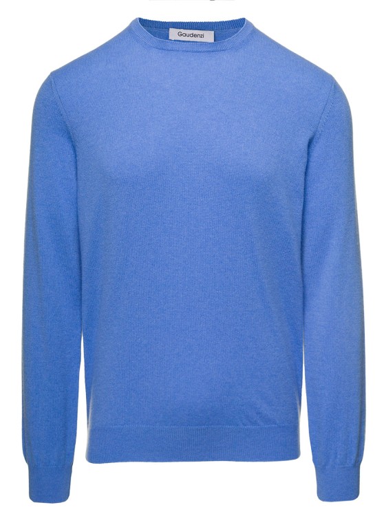 Gaudenzi Cerulean Crewneck Sweater In Cashmere In Blue