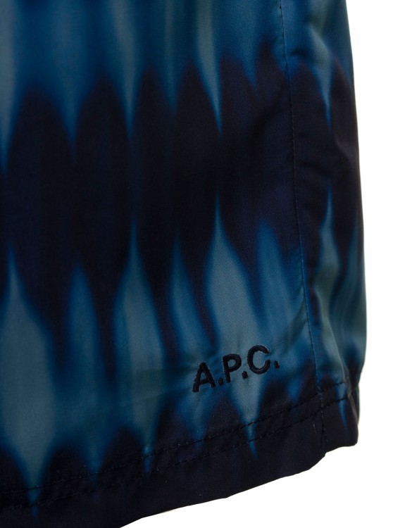 Shop Apc Bobby' Blue Swim Trunks With Tie-dye Print And Drawstring In Nylon In Black