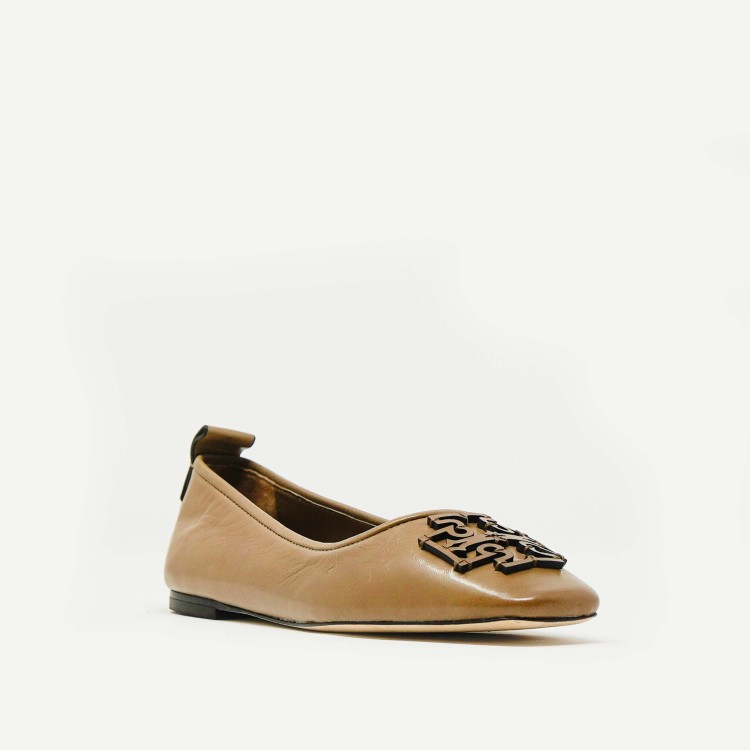 Shop Tory Burch Ballerina In Almond Nappa Leather In Brown
