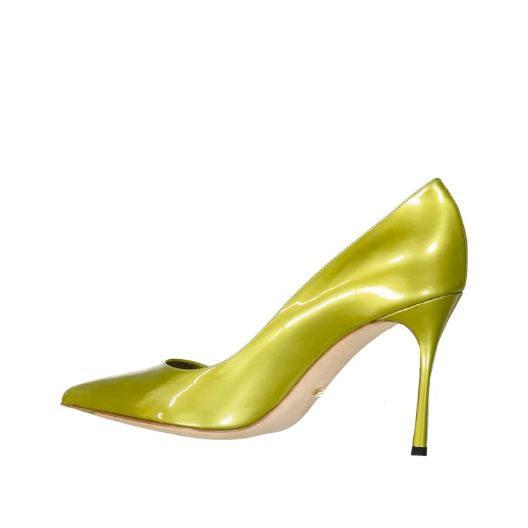 Shop Sergio Rossi Neon Yellow/green Leather Pumps