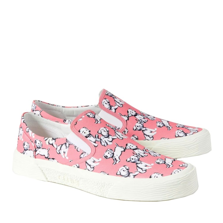 Shop Celine Pink Slip-on Sneakers In White
