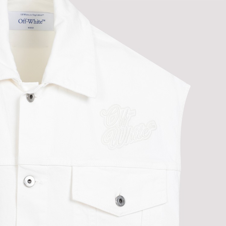 Shop Off-white 90s Logo Over White Cotton Gilet