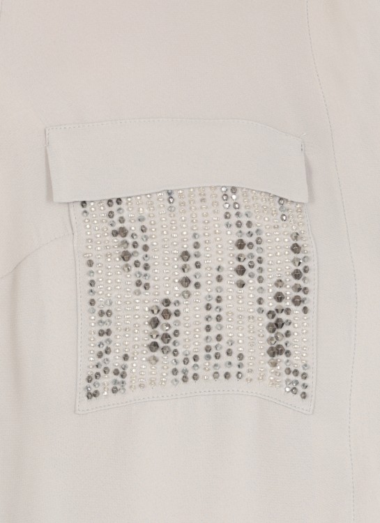 Shop Elisabetta Franchi Viscose Shirt With Beads In Grey