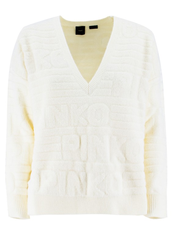 Pinko Terry Stitch Knit Customised Logo Pattern Pullover In White