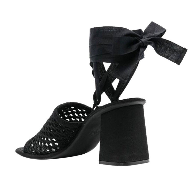 Shop Miu Miu Macrame Sandals In Black