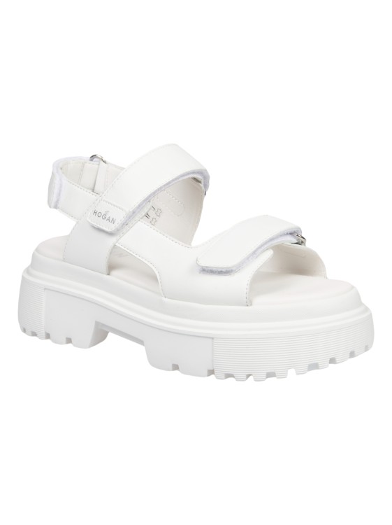 Shop Hogan H644 White Sandals