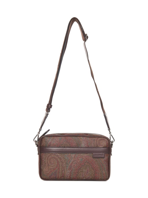 Etro Paisley Jacquard Fabric Shoulder Bag In Brown