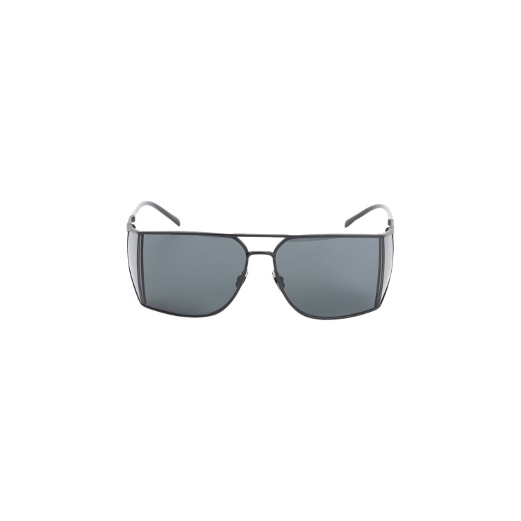 Saint Laurent Aviator Mask Sunglasses Double Bridge Slim Temples In Black