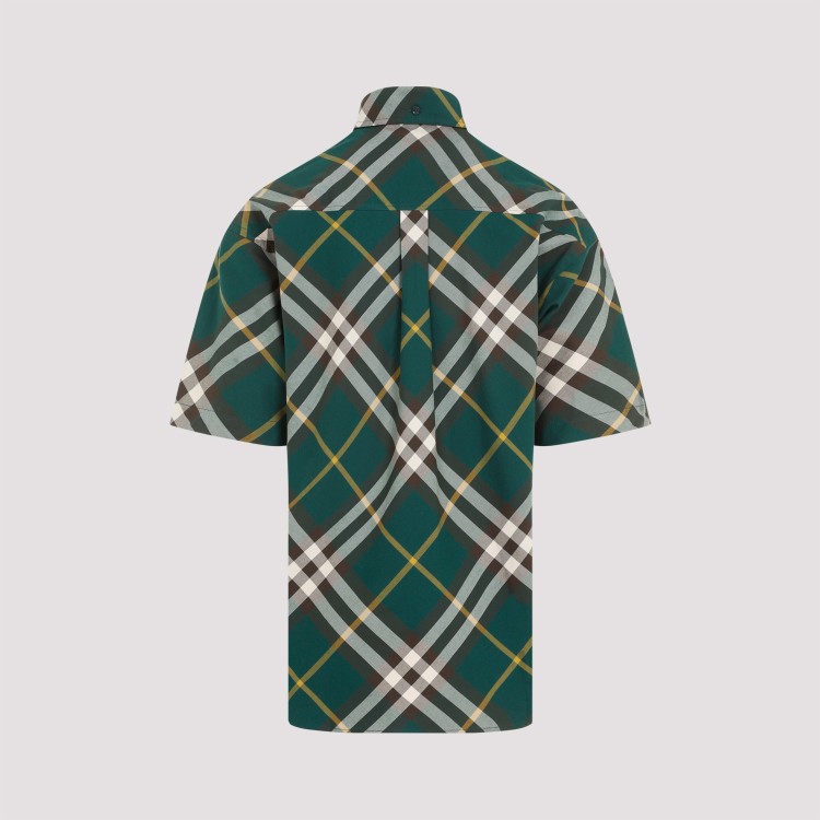 Shop Burberry Green Check Cotton Shirt In Grey