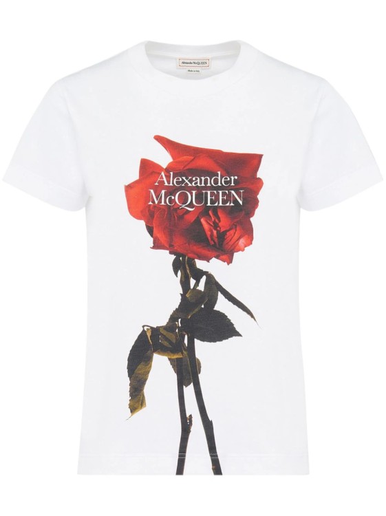 Shop Alexander Mcqueen White Shadow Rose T-shirt