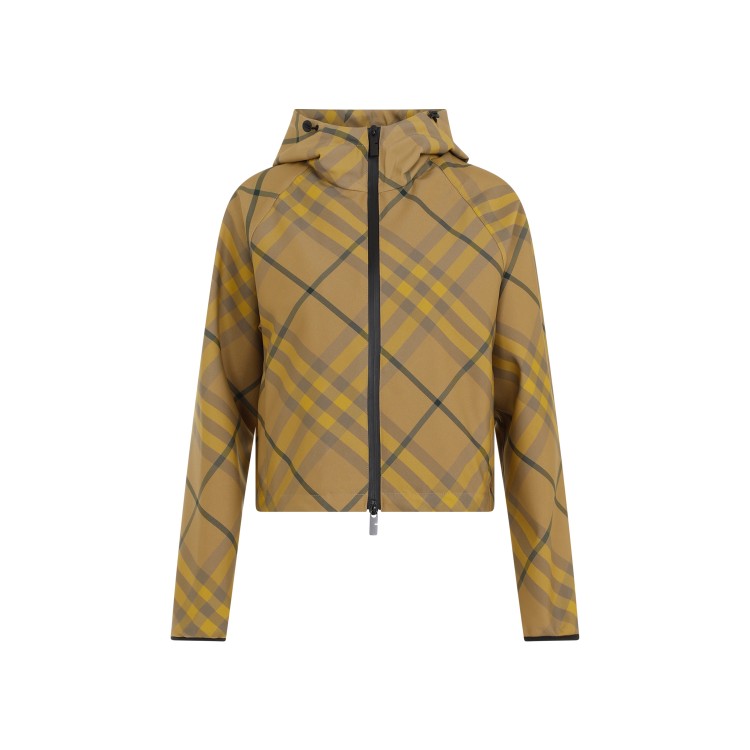 Burberry Cedar Yellow Check Jacket In Brown