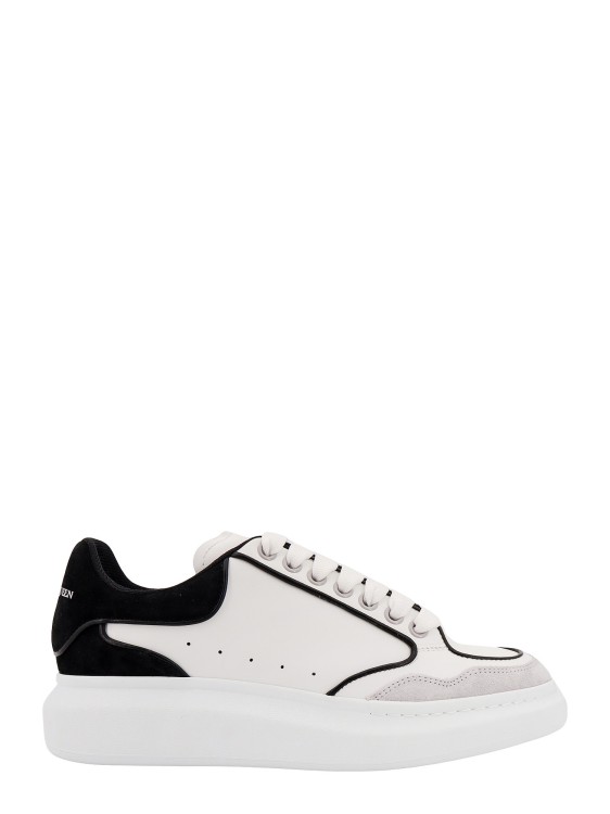 Shop Alexander Mcqueen Leather Sneakers With Contrasting Profiles In White