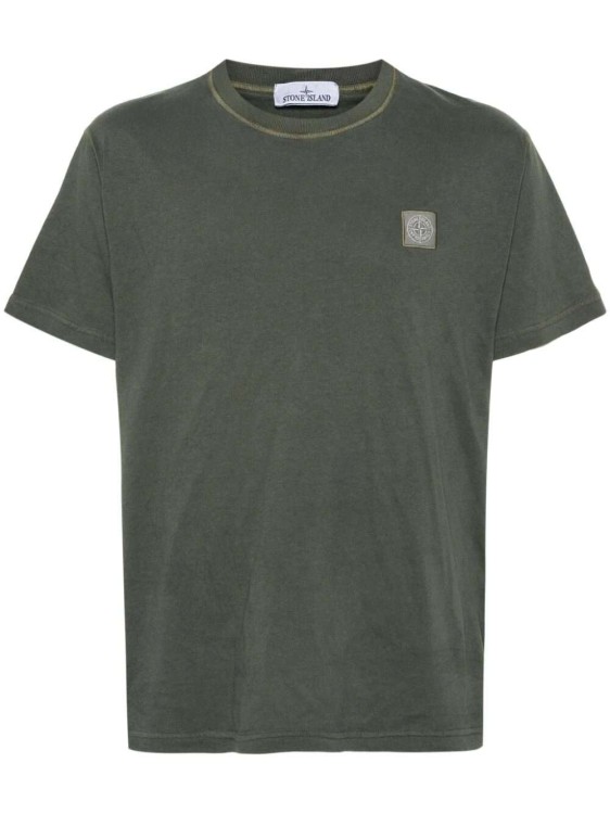 Shop Stone Island Green Cotton Jersey T-shirt In Grey