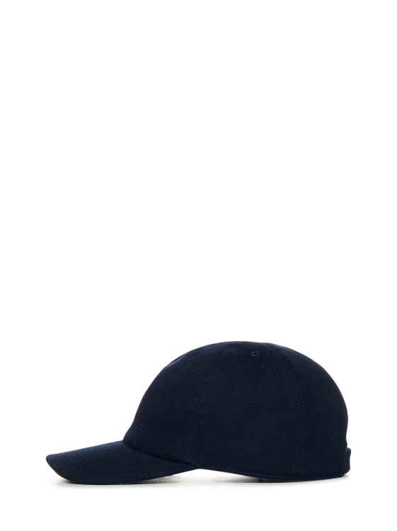 Shop Kiton Navy Blue Cotton Baseball Cap In Black