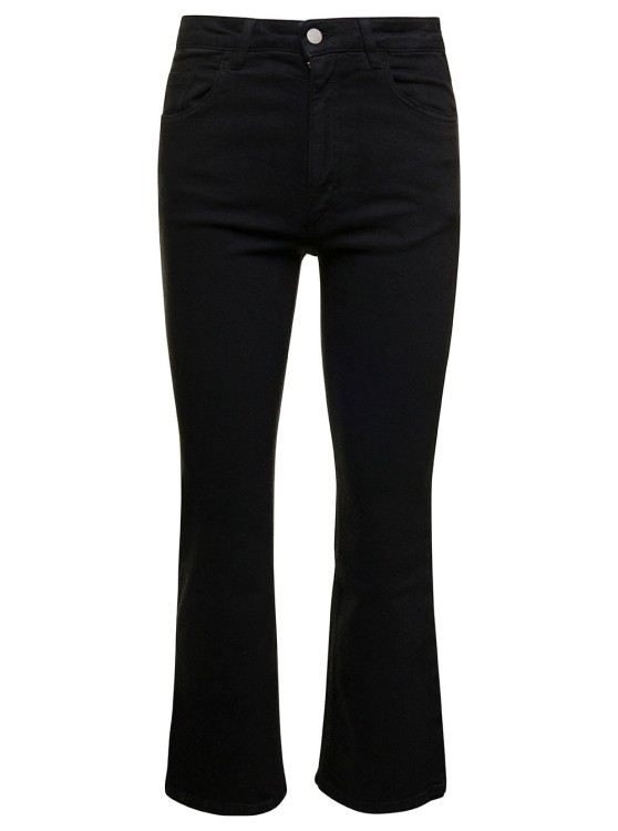 Icon Denim Black High-waisted Mini Flare Jeans In Cotton Blend Denim Woman