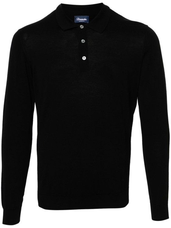 Drumohr Fine-knit Polo Shirt In Black