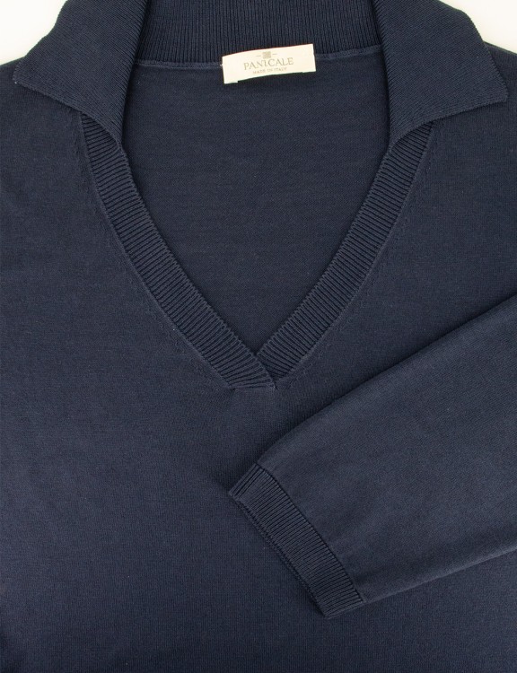 Shop Panicale Blue Cotton Blend Long-sleeve In Black