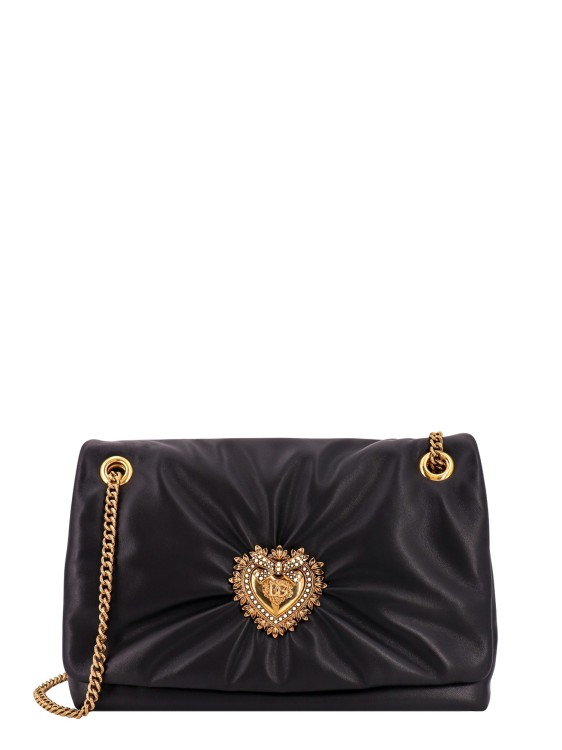 Dolce & Gabbana Padded Leather Shoulder Bag With Metal Detail In Black