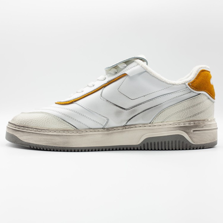 Pantofola D'oro Distressed Leather Sneakers In White